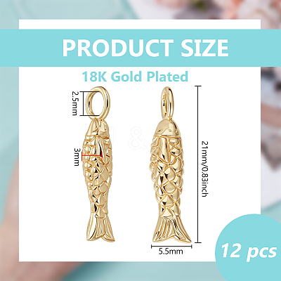 12Pcs Brass Pendants KK-BC0015-37-1
