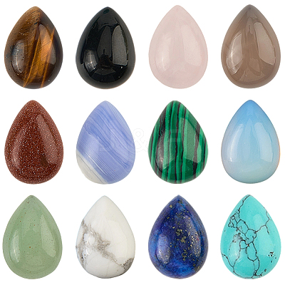 36Pcs 12 Styles Natural & Synthetic Mixed Gemstone Cabochons G-SP0001-41-1