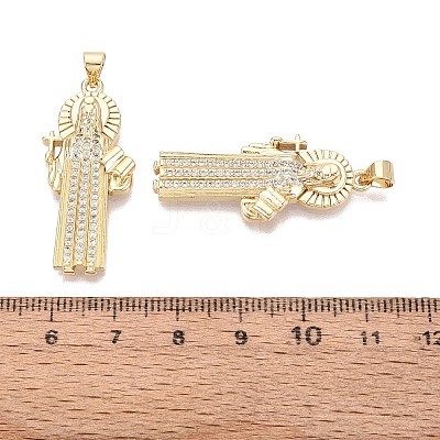 Religion Brass Micro Pave Clear Cubic Zirconia Pendants KK-N287-46F-G-1