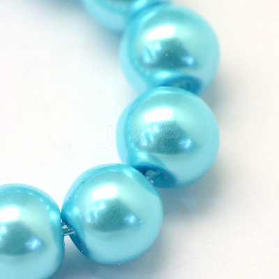 Baking Paint Pearlized Glass Pearl Round Bead Strands HY-Q330-8mm-48-1