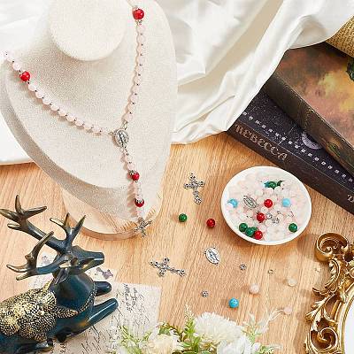 DIY Rosary Bead Necklaces Making Kits DIY-SC0031-47-1
