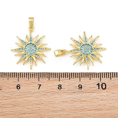 Brass Micro Pave Sky Blue Cubic Zirconia Pendants CU-CBAA571-08G-1