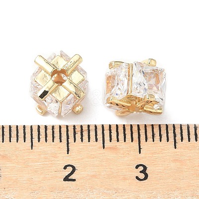Brass Cubic Zirconia Beads KK-A254-15G-1