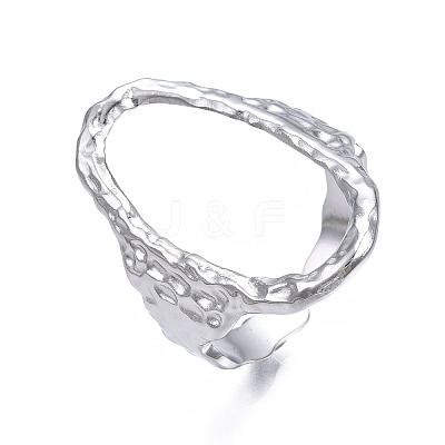 Non-Tarnish 304 Stainless Steel Oval Open Cuff Ring X-RJEW-T023-91P-1