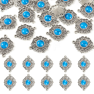 Tibetan Style Alloy with Resin Imitation Turquoise Connector Charms FIND-TAC0035-47AS-07-1