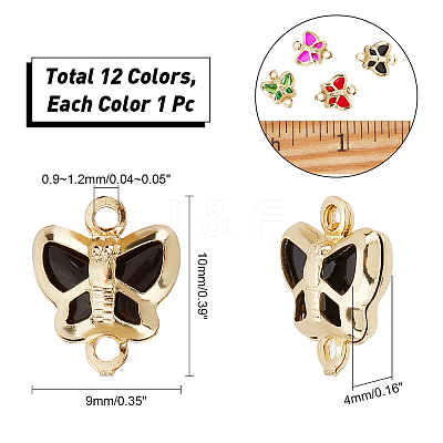 12Pcs 12 Colors Brass Glass Links Connectors KK-NB0001-76-1