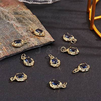5Pcs Brass Micro Pave Cubic Zirconia Charms ZIRC-SZ0002-15B-1