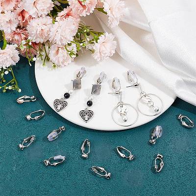 36Pcs Brass Clip-on Earring Converters Findings KK-SP0001-10P-1