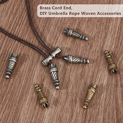6Pcs 2 Colors Brass Cord End KK-OC0001-62-1