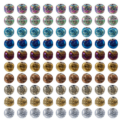 100Pcs 10 Colors Electroplated Natural Lava Rock Beads Strands G-PJ0001-03C-1