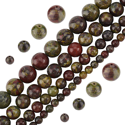 4 Strands 4 Styles Natural Dragon Blood Jasper Bead Strands G-OC0005-10-1