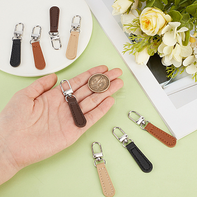 8Pcs 4 Colors PU Leather Zipper Pulls for Handbags Luggage and Jacket FIND-CL0002-10-1