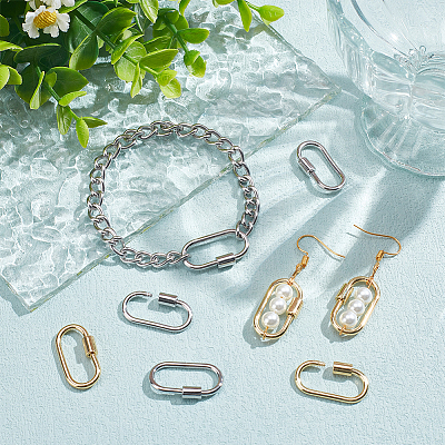 8Pcs 2 Colors Brass Screw Carabiner Lock Charms KK-NB0003-52-1