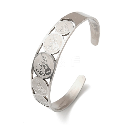 201 Stainless Steel Cuff Bangles for Women BJEW-F507-04P-1
