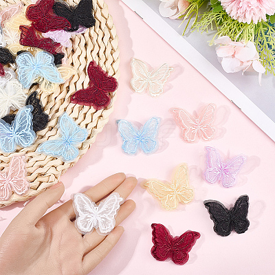40Pcs 8 Colors Polyester Butterfly DIY-SP0006-27-1