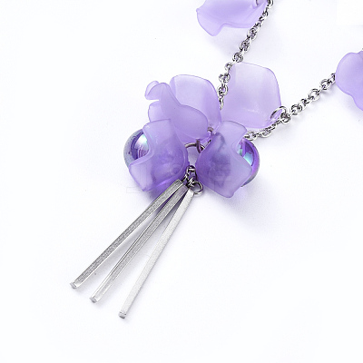Acrylic Beads Pendant Necklaces NJEW-JN02416-1