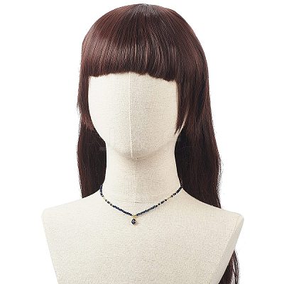 Cubic Zirconia Teardrop Pendant Necklace with Natural Kyanite Beaded Chains NJEW-JN04121-01-1