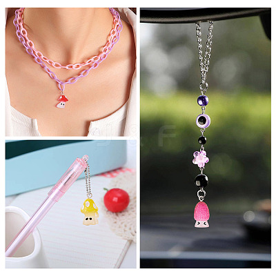 24Pcs 6 Styles Resin Pendants with Platinum Tone Iron Loops RESI-TA0004-17-1