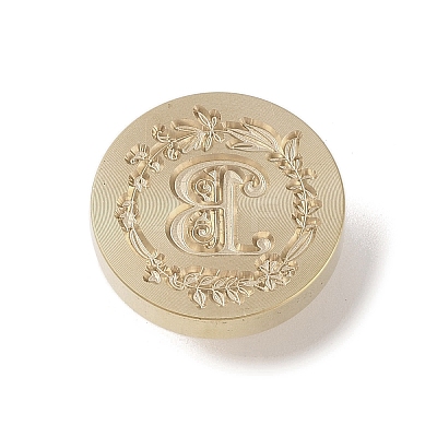 Golden Tone Wax Seal Brass Stamp Head DIY-B079-01G-B-1