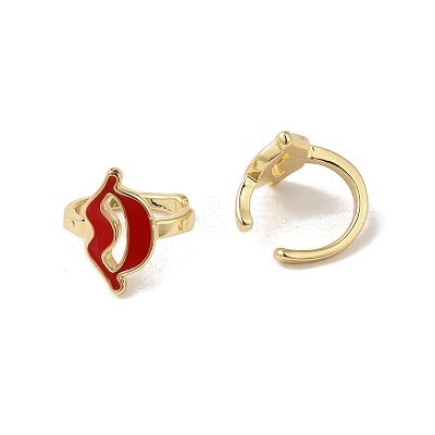 Rack Plating Brass Enamel Lip Cuff Earrings for Women EJEW-C097-22G-1