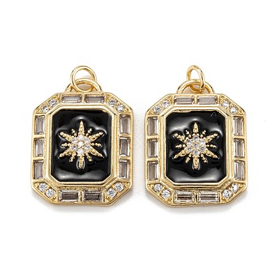 Brass Micro Pave Clear Cubic Zirconia Pendants ZIRC-A020-07G-1