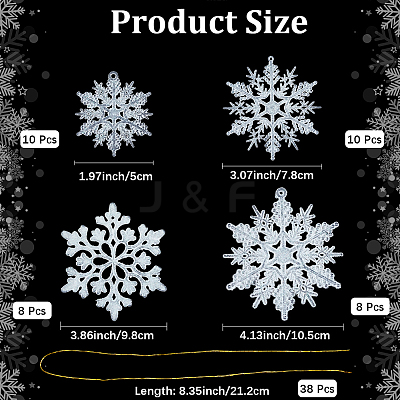 36Pcs Snowflake Plastic Pendant Decorations DIY-CP0013-33A-1