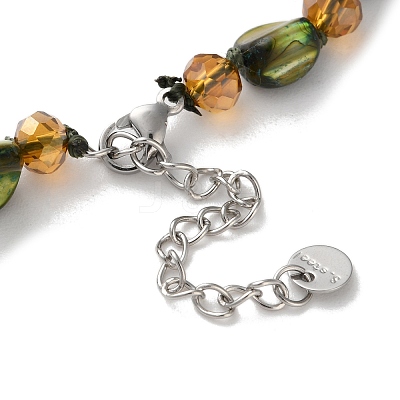 Boho Dyed Natural Shell Chip & Glass Beaded Necklaces for Women NJEW-H047-03-1