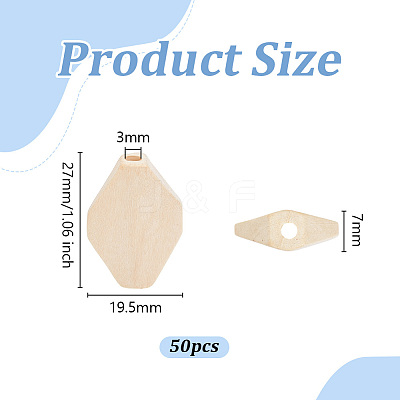 50Pcs Wood Beads WOOD-OC0004-17-1