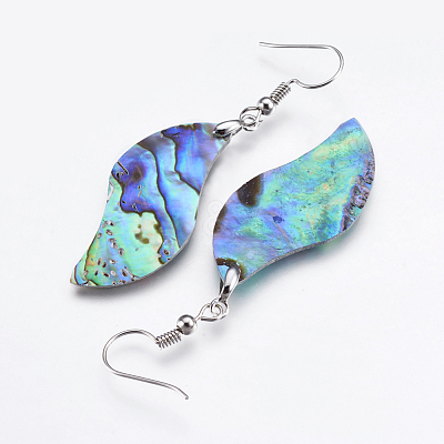 Abalone Shell/Paua Shell Dangle Earrings EJEW-F147-E-1
