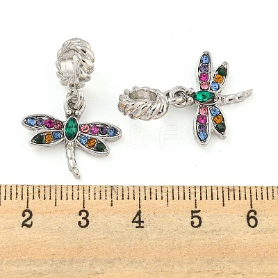 Rack Plating Alloy Pave Colorful Rhinestone Insect European Dangle Charms FIND-B034-14P-02-1