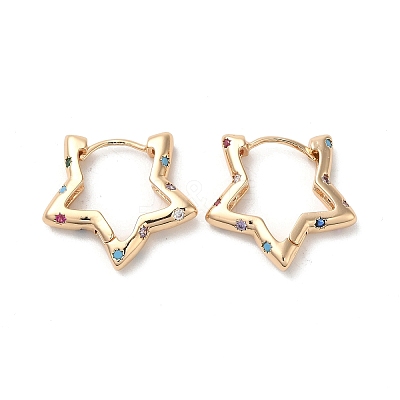 Brass Micro Pave Colorful Cubic Zirconia Hoop Earrings EJEW-M238-67KCG-1