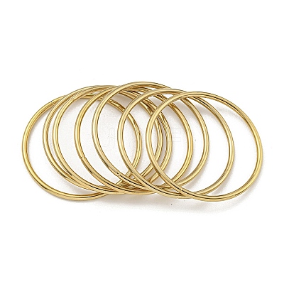7Pcs PVD Vacuum Plating 202 Stainless Steel Plain Ring Bangle Sets BJEW-M317-16D-G-1
