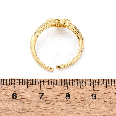 Brass Micro Pave Cubic Zirconia Shell Cuff Rings KK-D363-24B-G-1