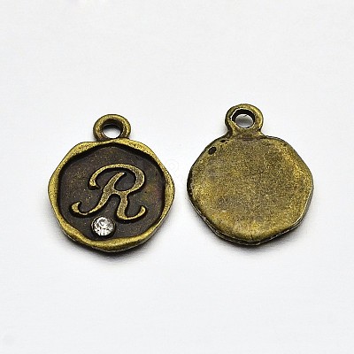 Antique Bronze Plated Alloy Rhinestone Charms ALRI-J152-R-NF-1