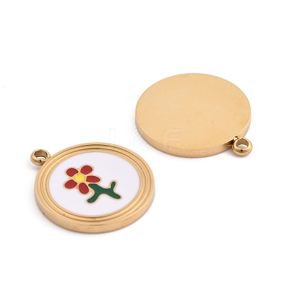304 Stainless Steel Enamel Pendants STAS-L022-177B-G-1