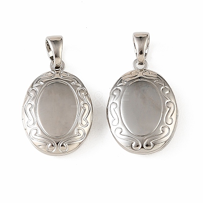 Floral Embossed Brass Locket Pendants KK-CBA7157-04P-1