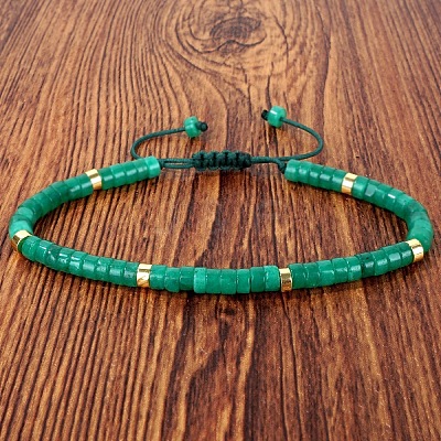 Dyed Natural White Jade Heishi Beads Adjustable Braided Bracelets for Men Women BX7041-8-1