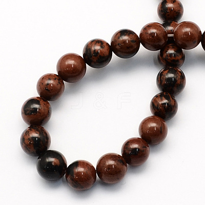 Natural Mahogany Obsidian Round Beads Strands X-G-S163-6mm-1