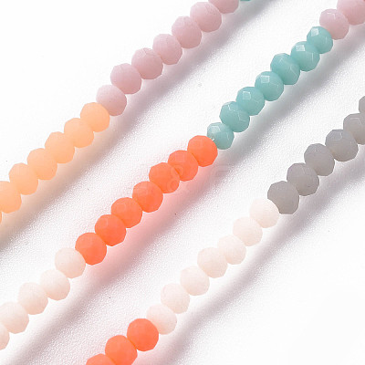 Opaque 7 Colors Frosted Glass Beads Strands FGLA-T002-02A-A01-1