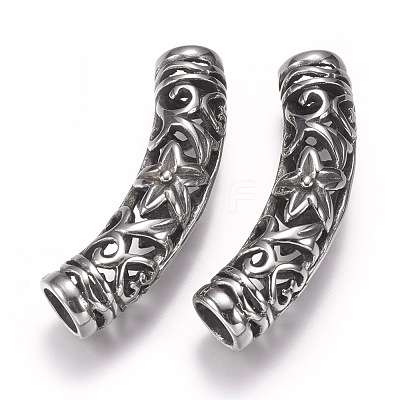 304 Stainless Steel Hollow Tube Beads STAS-I082-09AS-1