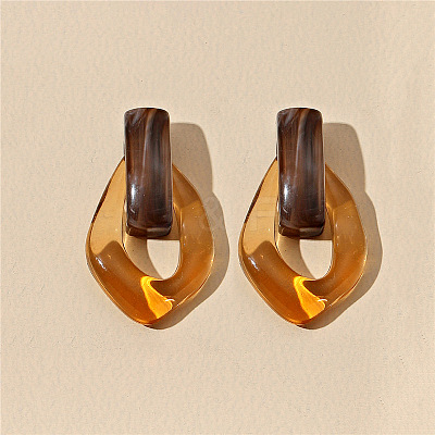 Oval Resin Dangle Stud Earrings FS-WGCF92D-01-1