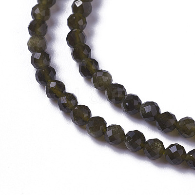 Natural Golden Sheen Obsidian Beads Strands G-F596-17-2mm-1