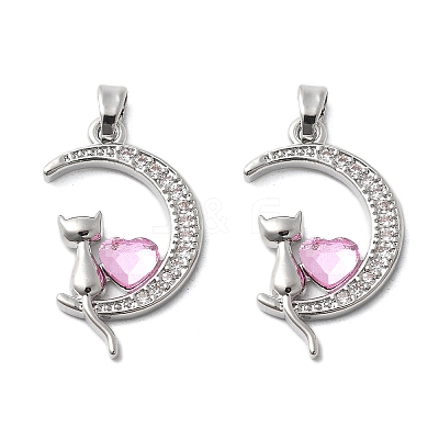 Brass Micro Pave Cubic Zirconia with Glass Pendants KK-Z103-07P-01-1