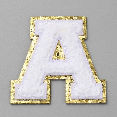 Letter A Computerized Towel Embroidery Cloth Self Adhesive Patches PATC-WH0007-37B-01-1