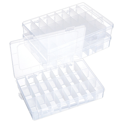 24 Grids Plastic Bead Storage Containers CON-WH0086-053B-1