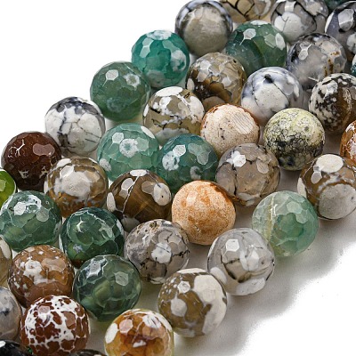 Faceted Natural Fire Crackle Agate Beads Strands X-G-F447-12mm-N03-1
