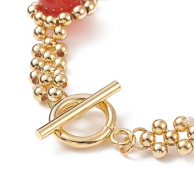 Natural & Synthetic Mixed Gemstone Chakra Beaded Bracelet with Mesh Chains BJEW-JB09007-1