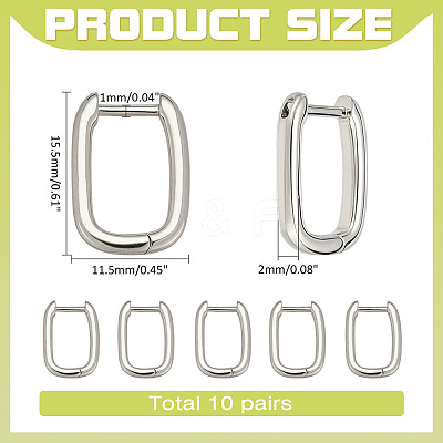 10 Pairs Brass Huggie Hoop Earrings EJEW-ME0001-08P-1