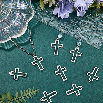 10Pcs 304 Stainless Steel Open Back Bezel Pendants STAS-SC0009-32-1