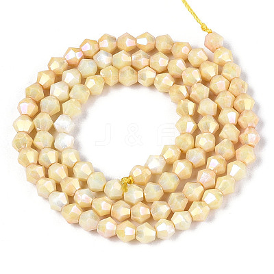 Anti-Tarnish Electroplate Bicone Glass Beads Strands EGLA-T021-4mm-16-10-1